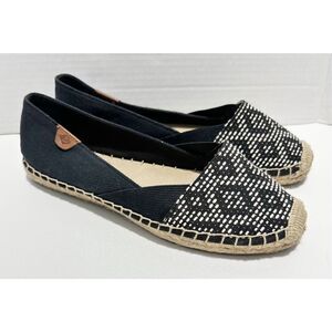 Sperry‎ Katama Cape Tribal Print Espadrille Slip On Flats Black White Women’s 8